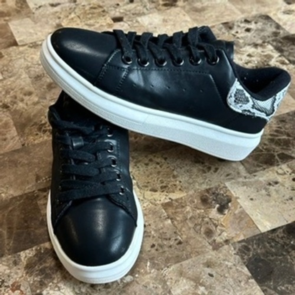 Seven 7 Miki Sneakers Black Snakeskin Print Platform Low Top 2116 8 Mens